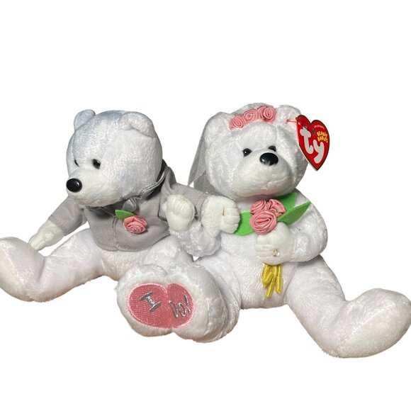 Ty Beanie Babies We Do Bride & Groom Wedding Set Plush Bears Collectible Toy - Picture 1 of 11